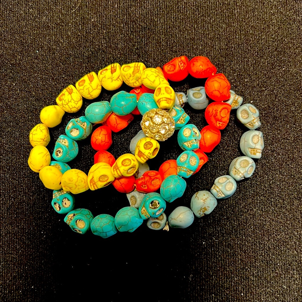 Skull beaded bracelet bundle